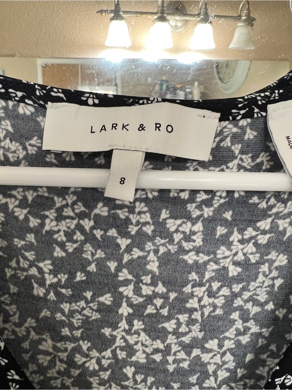 Lark & Ro Black and White Floral V-Neck Mini Dress - Picture 4 of 5